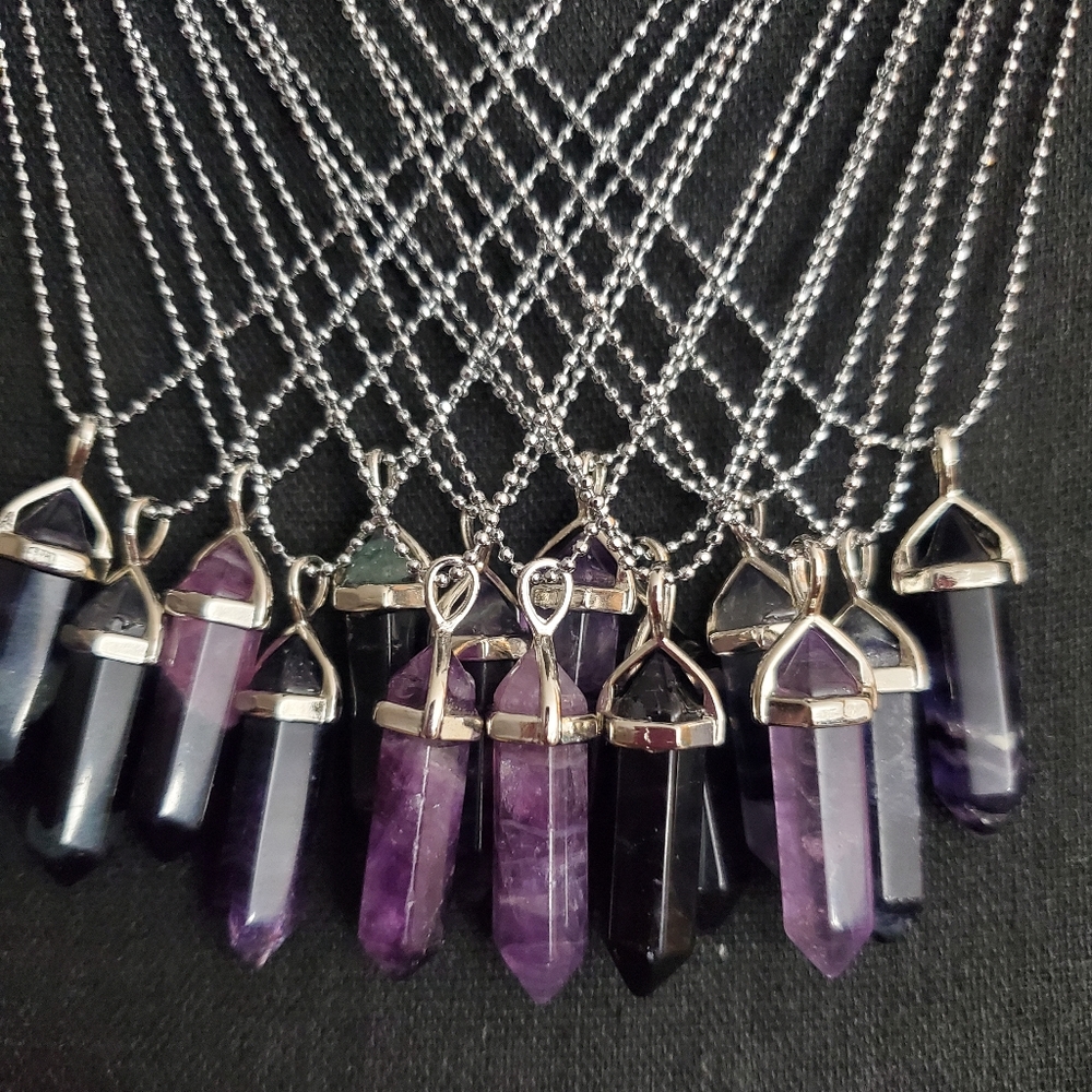 Natural Amethyst Crystal Pendant Healing Quartz Stone Point Necklace - Picture 8 of 16
